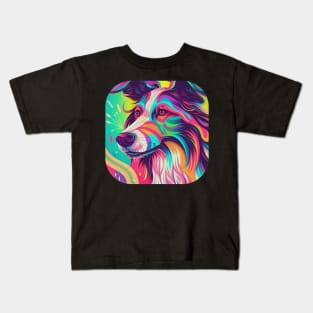 Happy Colorful Abstract Borzoi Kids T-Shirt